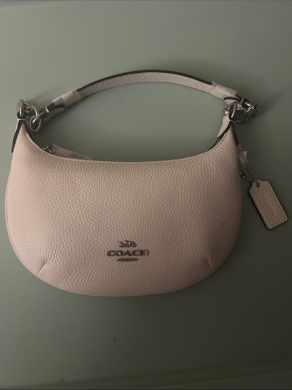 Coach Pebbled Leather Demi Shoulder Bag in Pale Pink